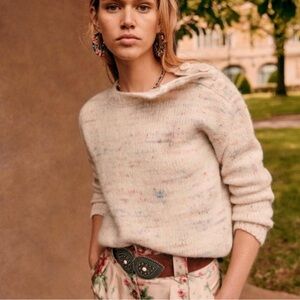 Sezane Luce Sweater Jumper Pull. Ecru with multicolor / multico. XS